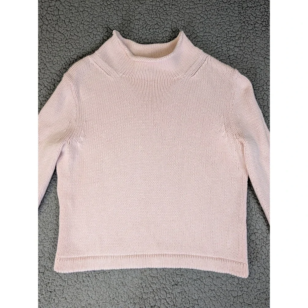 J Crew Always Womens S Pink Roll Neck Oarsman Fisherman Knit Sweater Cotton Cozy